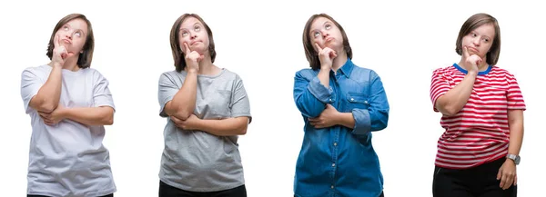 Collage Einer Frau Mit Syndrom Über Isoliertem Hintergrund Mit Der — Stockfoto