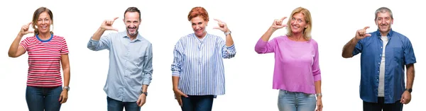 Collage Grupo Personas Mediana Edad Personas Mayores Sobre Fondo Aislado —  Fotos de Stock