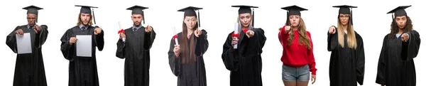 Collage Einer Gruppe Junger Studenten Uniform Vor Isoliertem Hintergrund Die — Stockfoto