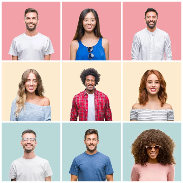 Collage Grupo Jóvenes Mujer Hombres Sobre Fondo Aislado Colorido Con — Foto de Stock