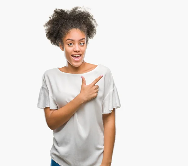 Fiatal Afro Amerikai Felett Vidám Mosollyal Arcát Mutatva Kéz Ujjak — Stock Fotó