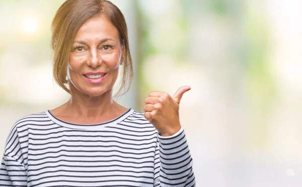 Middle Age Senior Hispanic Woman Isolated Background Smiling Happy Face — Stock Photo, Image
