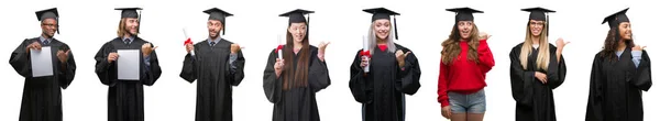 Collage Einer Gruppe Junger Studenten Uniform Über Isoliertem Hintergrund Die — Stockfoto