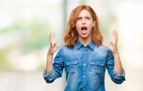 Giovane Bella Donna Sfondo Isolato Pazzo Pazzo Urlando Urlando Con — Foto Stock