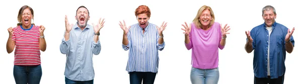 Collage Grupo Personas Mediana Edad Personas Mayores Sobre Fondo Aislado — Foto de Stock