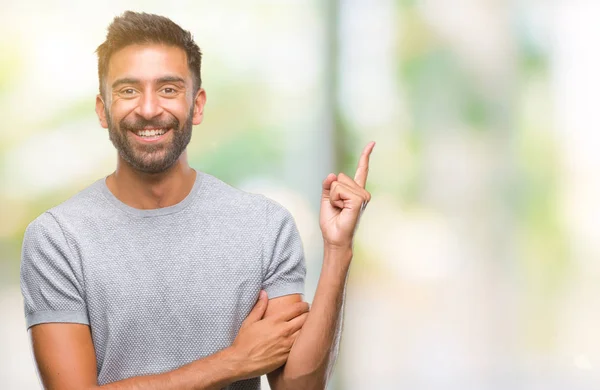 Erwachsener Hispanischer Mann Über Isoliertem Hintergrund Mit Einem Breiten Lächeln — Stockfoto