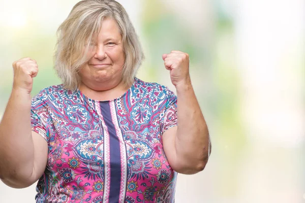 Senior Size Mulher Caucasiana Sobre Fundo Isolado Comemorando Surpreso Espantado — Fotografia de Stock
