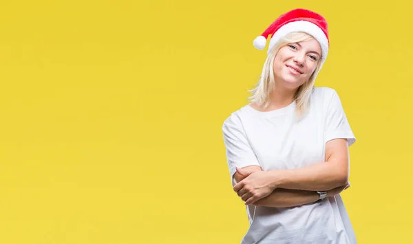 Молодая Красивая Блондинка Рождественской Шляпе Изолированном Фоне Счастливое Лицо Улыбается — стоковое фото