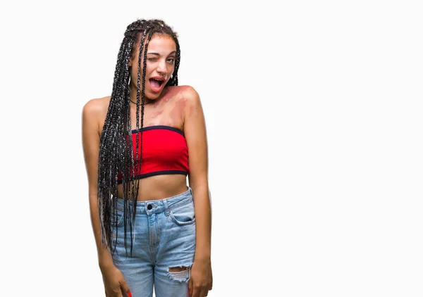 Joven Cabello Trenzado Africano Americano Con Manchas Pigmentación Marca Nacimiento —  Fotos de Stock