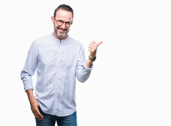 Edad Media Hoary Hombre Mayor Con Gafas Sobre Fondo Aislado — Foto de Stock