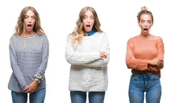 Jonge Mooie Jonge Vrouw Dragen Casual Look Witte Geïsoleerde Achtergrond — Stockfoto