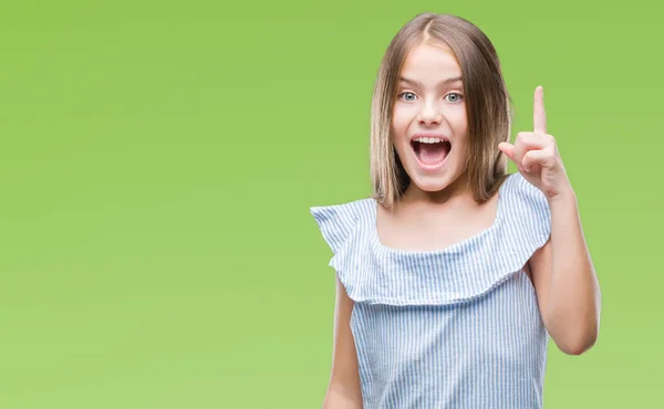 Joven Chica Hermosa Sobre Fondo Aislado Señalando Dedo Hacia Arriba —  Fotos de Stock