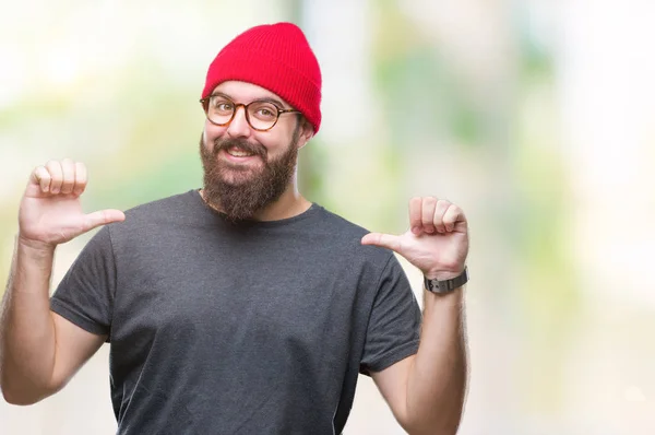 Jovem Caucasiano Hipster Homem Usando Óculos Sobre Fundo Isolado Olhando — Fotografia de Stock