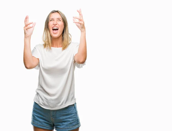 Jovem Mulher Bonita Sobre Fundo Isolado Louco Louco Gritando Gritando — Fotografia de Stock