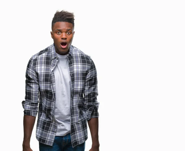 Young African American Man Isolated Background Afraid Shocked Surprise Expression — Stock Photo, Image