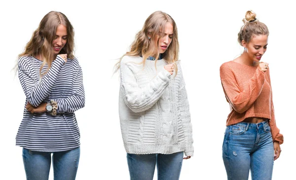 Jonge Mooie Jonge Vrouw Dragen Casual Look Witte Geïsoleerde Achtergrond — Stockfoto