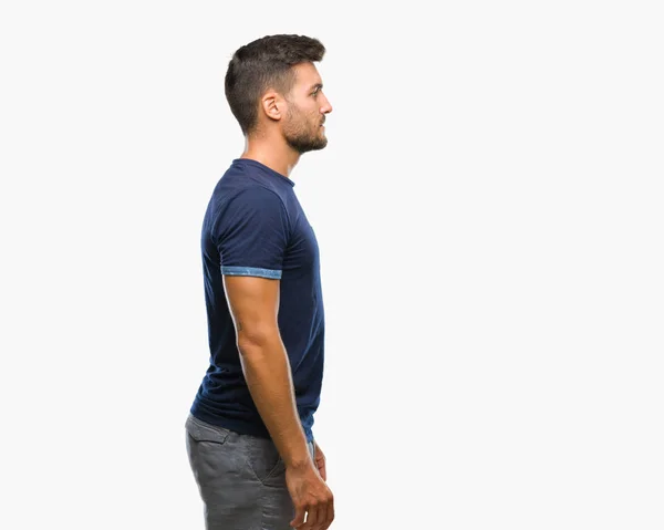 Young Handsome Man Isolated Background Looking Side Relax Profile Pose — Stock Photo, Image