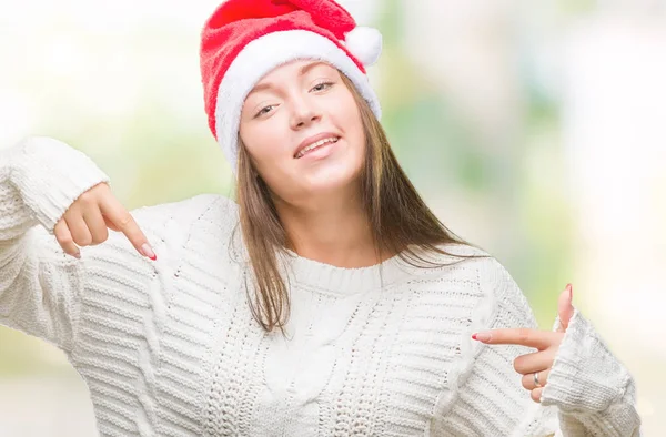 Jeune Belle Femme Caucasienne Portant Chapeau Noël Sur Fond Isolé — Photo