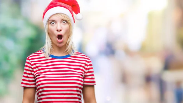 Young Beautiful Blonde Woman Wearing Christmas Hat Isolated Background Afraid — Stock Photo, Image