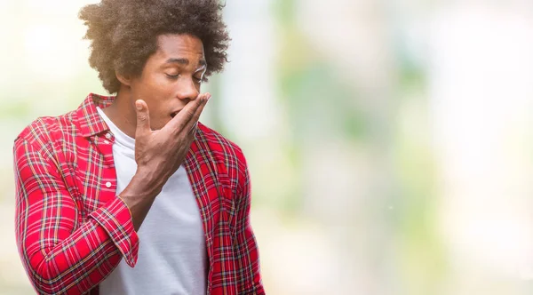 Afro Amerikaanse Man Geïsoleerde Achtergrond Verveeld Geeuwen Moe Die Betrekking — Stockfoto