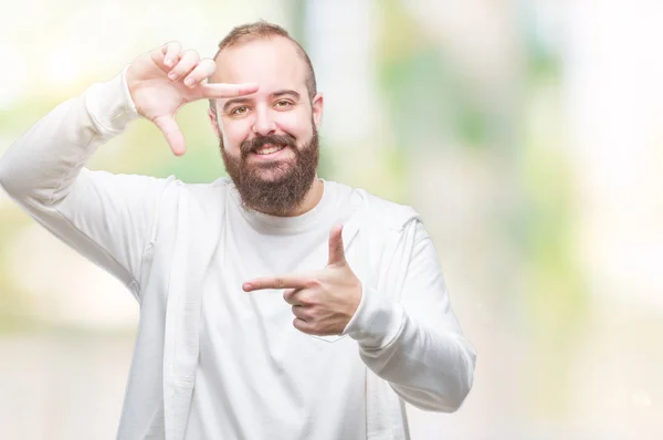 Unga Kaukasiska Hipster Man Klädd Sportkläder Över Isolerade Bakgrund Leende — Stockfoto