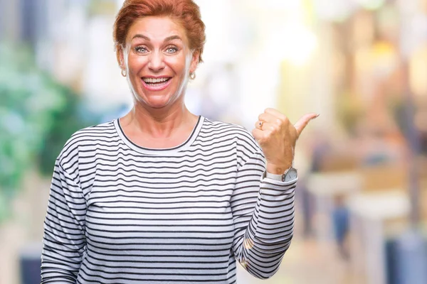 Atrractive Senior Caucasian Redhead Woman Isolated Background Smiling Happy Face — Stock Photo, Image