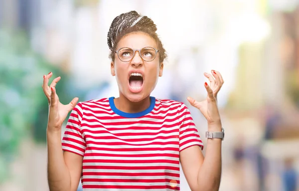 Junge Geflochtene Haare Afrikanisch Amerikanische Mädchen Mit Brille Über Isoliertem — Stockfoto