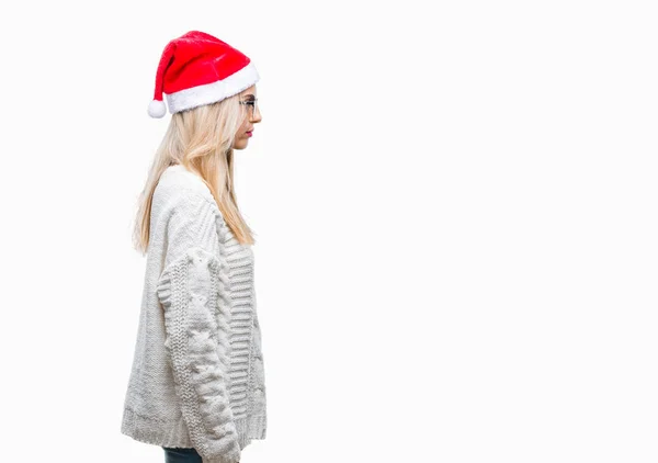 Giovane Bella Donna Bionda Che Indossa Cappello Natale Sfondo Isolato — Foto Stock