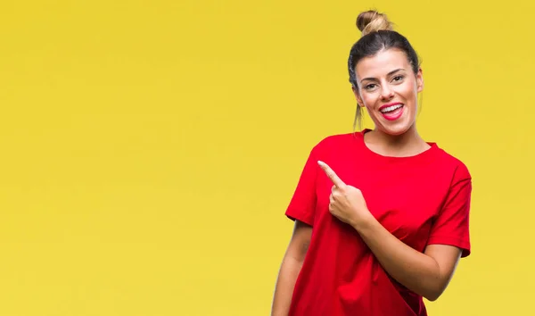 Jovem Mulher Bonita Sobre Fundo Isolado Alegre Com Sorriso Rosto — Fotografia de Stock