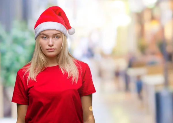 Jeune Femme Caucasienne Portant Chapeau Noël Sur Fond Isolé Avec — Photo