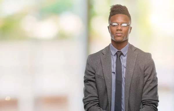 Young African American Business Man Isolated Background Serious Expression Face — Stock Photo, Image