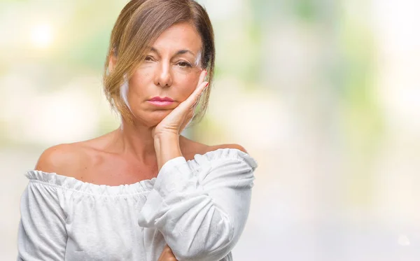 Ältere Hispanische Frau Mittleren Alters Mit Isoliertem Hintergrund Die Müde — Stockfoto