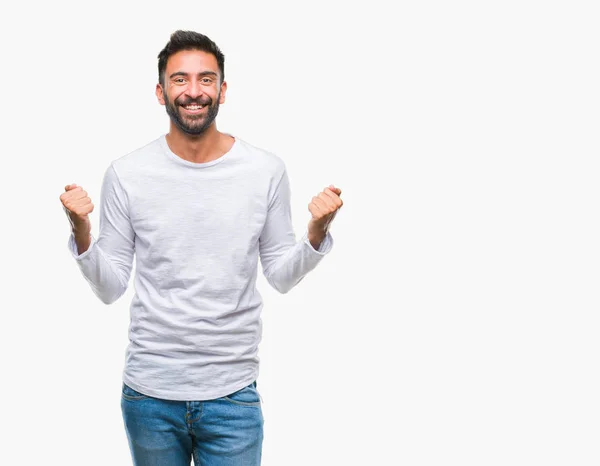 Hombre Hispano Adulto Sobre Fondo Aislado Celebrando Sorprendido Sorprendido Por — Foto de Stock