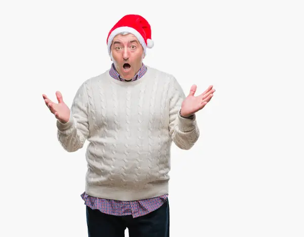 Szép Magas Rangú Ember Kalapját Karácsony Több Mint Háttér Ünneplő — Stock Fotó