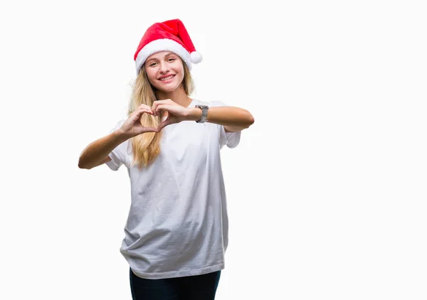 Giovane Bella Donna Bionda Che Indossa Cappello Natale Sfondo Isolato — Foto Stock