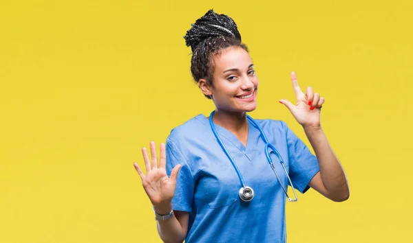 Junge Geflochtene Haare Afrikanisch Amerikanische Mädchen Professionelle Chirurgin Über Isolierten — Stockfoto