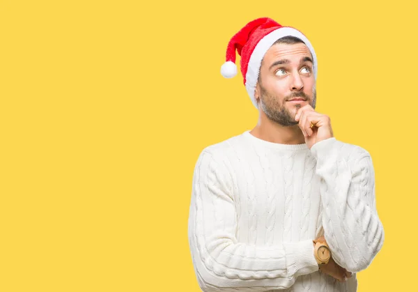 Joven Hombre Guapo Con Sombrero Santa Claus Sobre Fondo Aislado — Foto de Stock