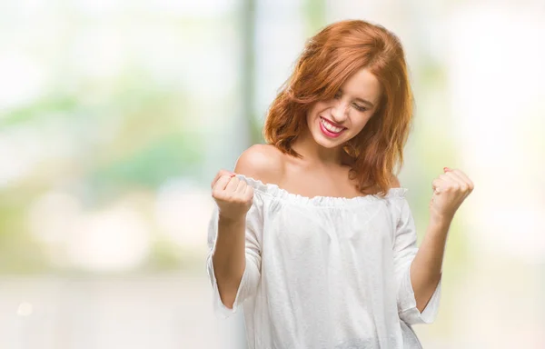 Young Beautiful Woman Isolated Background Very Happy Excited Doing Winner — Stock Photo, Image