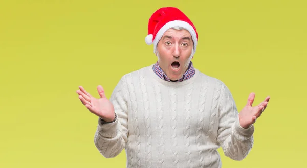 Bell Uomo Anziano Che Indossa Cappello Natale Sfondo Isolato Che — Foto Stock