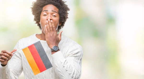 Vlag Van Afro Amerikaanse Man Van Duitsland Geïsoleerde Achtergrond Dekking — Stockfoto