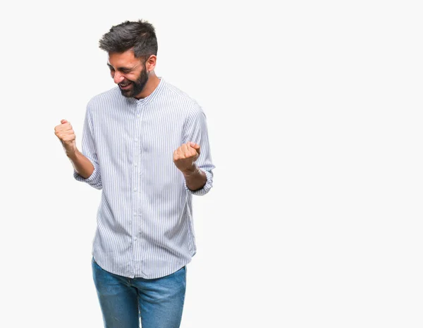 Homem Hispânico Adulto Sobre Fundo Isolado Muito Feliz Animado Fazendo — Fotografia de Stock