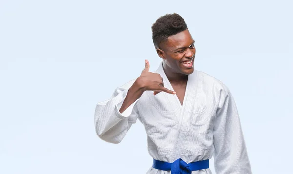 Young African American Man Isolated Background Wearing Kimono Smiling Doing — Stock Photo, Image