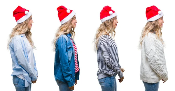 Young Beautiful Young Woman Wearing Christmas Hat White Isolated Background — Stock Photo, Image