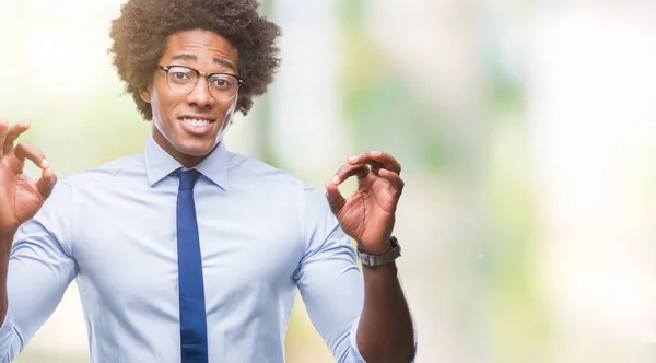 Afro Amerikansk Business Man Glasögon Över Isolerade Bakgrund Koppla Och — Stockfoto