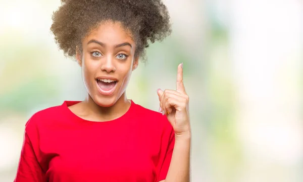 Jovem Afro Americana Sobre Fundo Isolado Apontando Dedo Para Cima — Fotografia de Stock