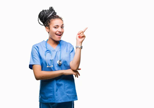 Jovem Trançado Cabelo Afro Americano Menina Profissional Cirurgião Sobre Fundo — Fotografia de Stock