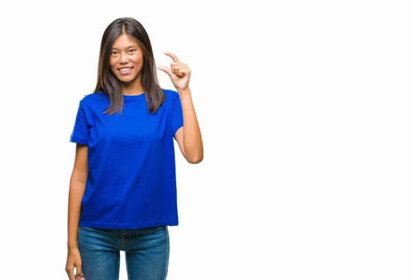 Jovem Mulher Asiática Sobre Fundo Isolado Sorrindo Confiante Gesto Com — Fotografia de Stock