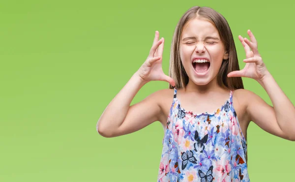 Joven Chica Hermosa Con Vestido Colorido Sobre Fondo Aislado Celebrando — Foto de Stock