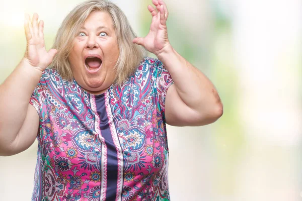 Senior Size Caucasian Woman Isolated Background Celebrating Crazy Amazed Success — Stock Photo, Image