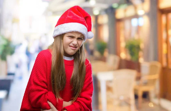 Όμορφη Κοπέλα Φορώντας Καπέλο Χριστουγέννων Πάνω Από Απομονωμένο Φόντο Χέρι — Φωτογραφία Αρχείου